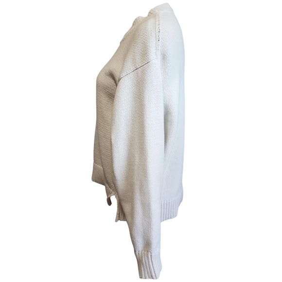 Everlane Sweater Woman's M White Ribbed Crewneck  Chunky Warm Casual Pullover - Picture 3 of 11